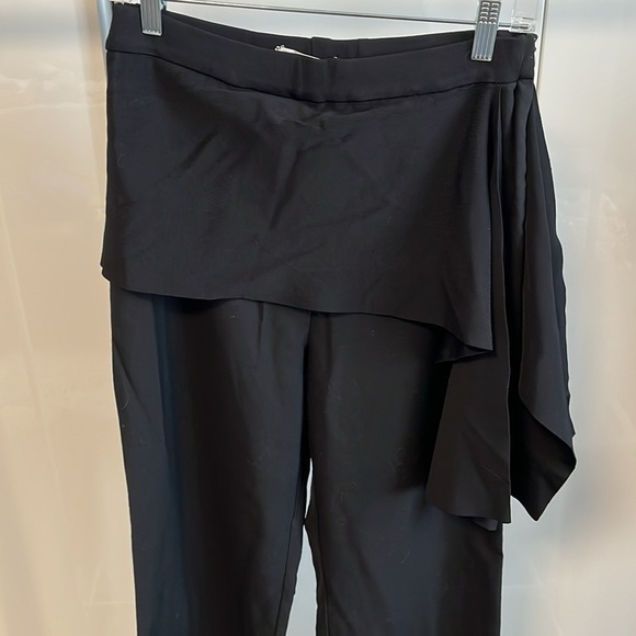 3.1 PHILLIP LIM Black Wool Blend Side Drape High Rise Wide Leg Pant, Size 8 - Picture 7 of 14